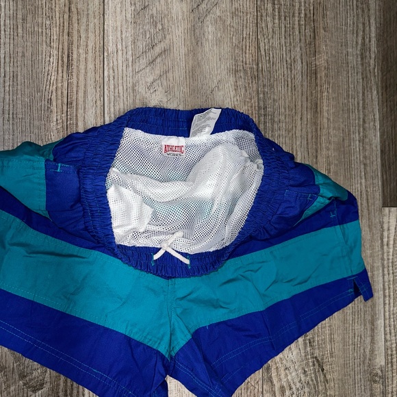Vintage Athletic Works swim trunks suit blue green mesh lined shorts Large - Picture 4 of 6